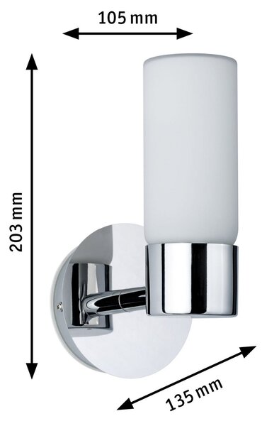 Paulmann Eleon zidna svjetiljka IP44 krom/opal 1 žarulja, prigušiva, Metalik, kupaonica, Metal