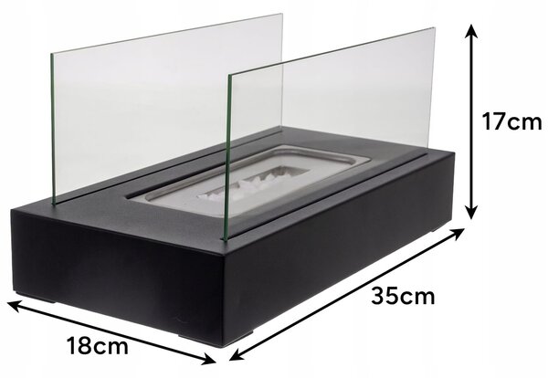 Slobodni biokamin na bioetanolu 35 cm crni