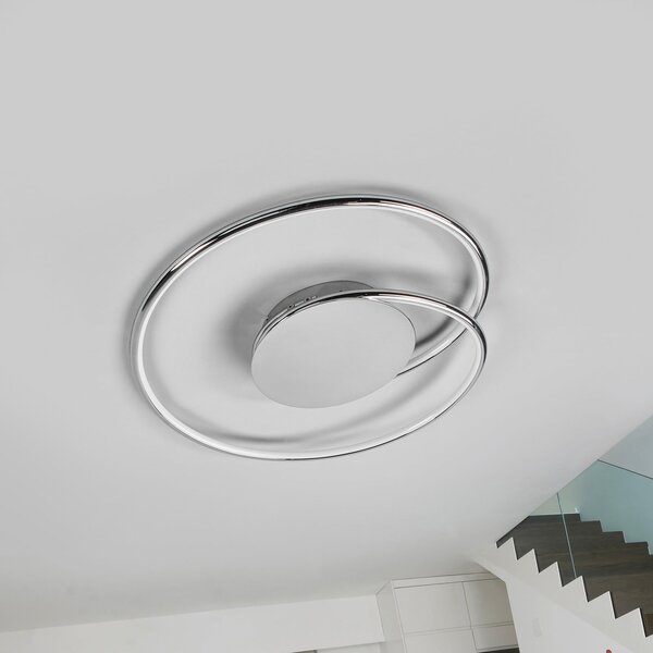 Lindby LED stropna svjetiljka Joline, set od 2 komada, Ø 46 cm, krom boje, Metalik, Dnevni boravak/blagovaonica, Metal