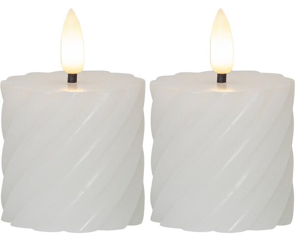 Set od 2 LED svijeće od bijelog voska Star Trading Flamme Swirl, visina 7,5 cm
