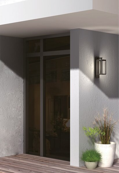 Lucande LED vanjska zidna svjetiljka Ferdinand, set od 2 komada, siva, 38 cm, Sivo, Staklo, fenjer