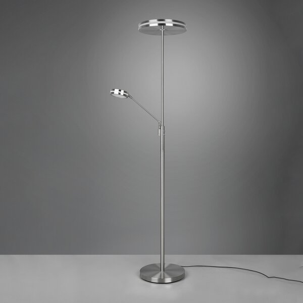 Trio Lighting LED stropni reflektor Franklin, lampa za čitanje, mat nikal, prigušiva, Sivo, Dnevni boravak/blagovaonica, Metal, Svjetlo za čitanje