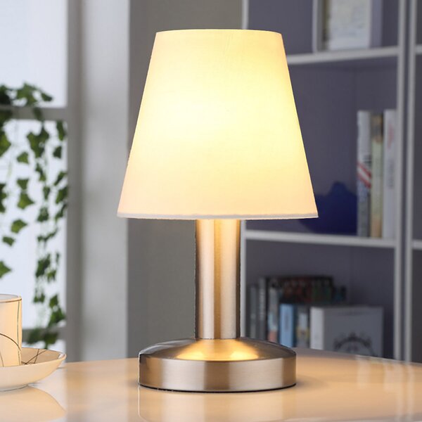 Lindby Noćna lampa Hanno bijeli tekstilni sjenilo set od 2 komada, Bijela, spavaća soba, Tkanina / tekstil