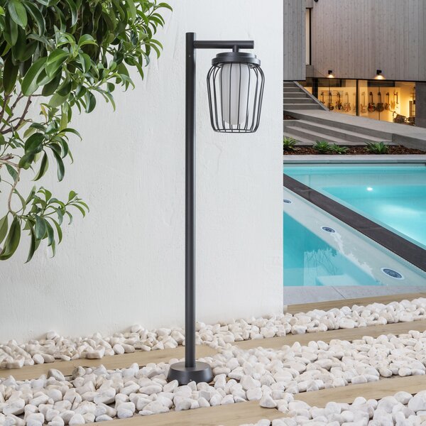 Lucande Chandan putna svjetiljka, 100 cm, crna, aluminij, prigušiva, Crno, Metal