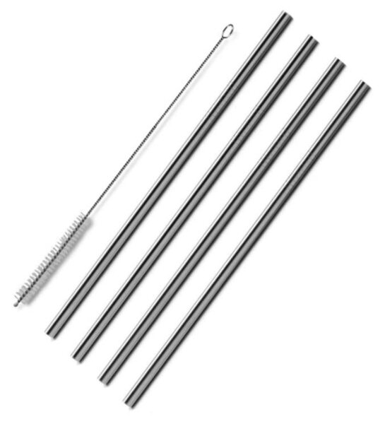 Postavite 8 inox metalnih slamki za višestruku upotrebu + 2x četkicu