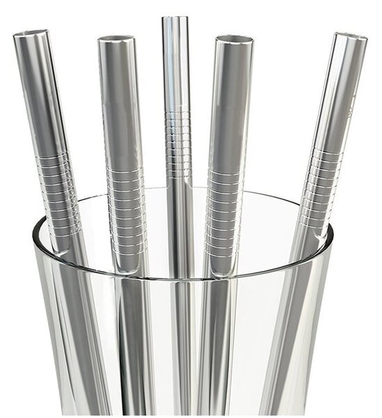 Postavite 8 inox metalnih slamki za višestruku upotrebu + 2x četkicu
