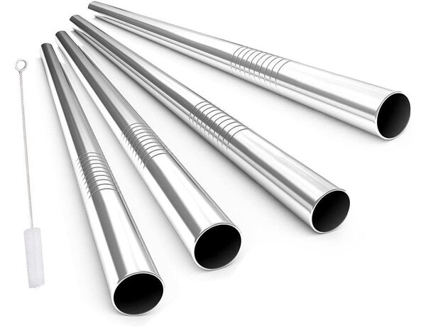 Postavite 8 inox metalnih slamki za višestruku upotrebu + 2x četkicu
