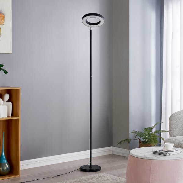 Lindby pametna LED podna lampa Cilian, RGBW, CCT, ZigBee, Hue, prigušiva, Crno, Dnevni boravak/blagovaonica, Metal