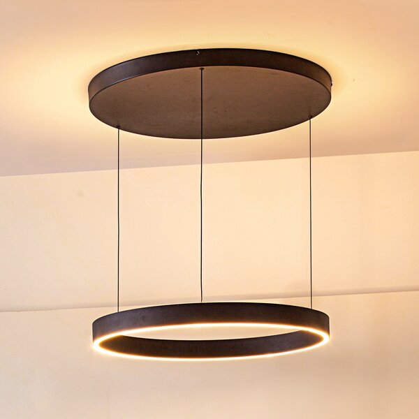 Lucande LED viseća svjetiljka Philine, Ø 60 cm, crna, željezo, prigušiva, Crno, Dnevni boravak/blagovaonica, Metal