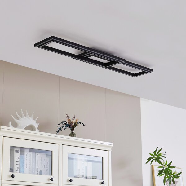 Lucande Smart LED stropna svjetiljka Tjado 115 cm crna RGB CCT, prigušiva, Crno, Dnevni boravak/blagovaonica, Metal