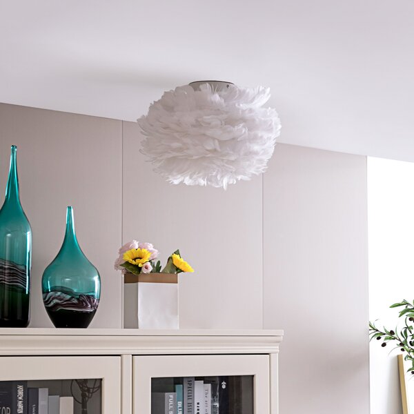 Lindby stropna svjetiljka Heven, Ø 35 cm, bijela, plastika, E27, prigušiva, Bijela, Dnevni boravak/blagovaonica, Plastika