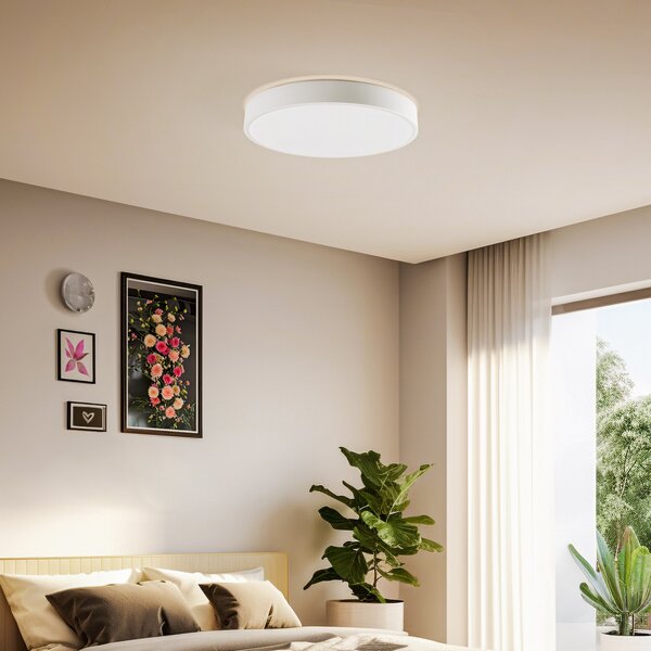 Lindby Smart LED stropna svjetiljka Innes bijela Ø 38 cm RGB CCT Tuya, prigušiva, Bijela, Dnevni boravak/blagovaonica, Metal