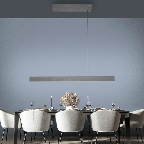 PURE E-Motion LED viseća svjetiljka, platinasta, CCT, prigušiva, Sivo, Dnevni boravak/blagovaonica, Metal