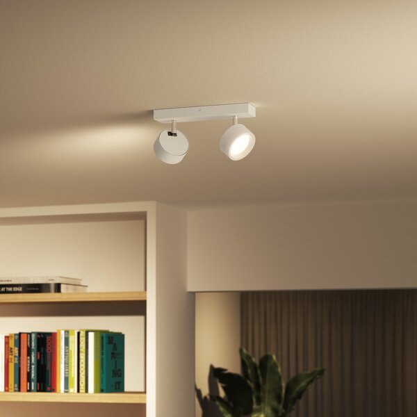 Philips Bracia LED stropni reflektor, dva svjetla, bijela, Bijela, Dnevni boravak/blagovaonica, Metal