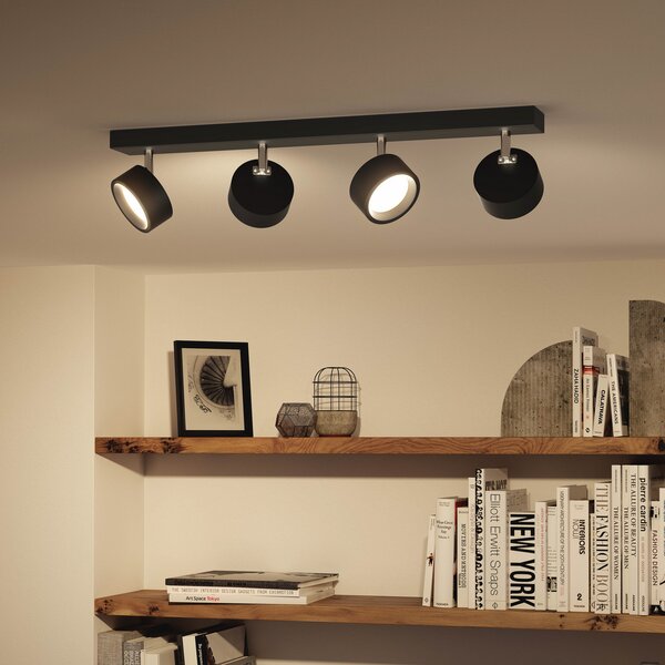 Philips Bracia LED stropni reflektor, četiri žarulje, crni, Crno, Dnevni boravak/blagovaonica, Metal