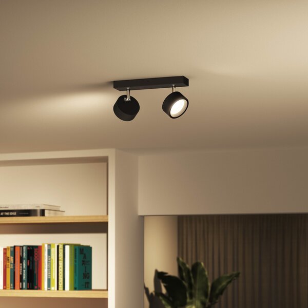 Philips Bracia LED stropni reflektor, dva svjetla, crni, Crno, Dnevni boravak/blagovaonica, Metal
