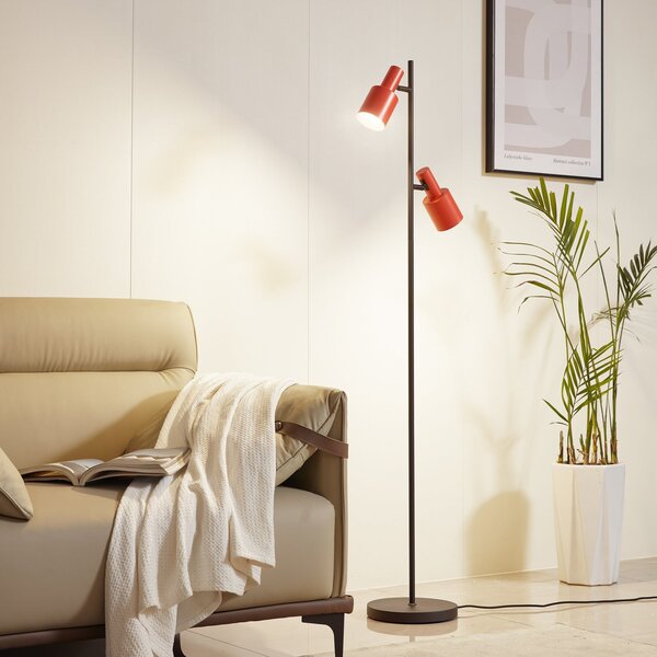 Lindby podna lampa Ovelia, narančasta/crna, metal, E27, Crno, Dnevni boravak/blagovaonica, Metal