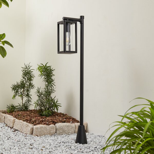 Lucande Putna svjetiljka Siveta, visoka 100 cm, crna, E27, IP65, prigušiva, Crno, Aluminij