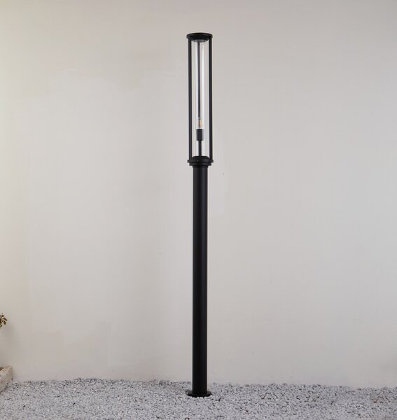 Lucande vanjska svjetiljka Alivaro, crna, 220 cm, E27, IP65, prigušiva, Crno, Aluminij