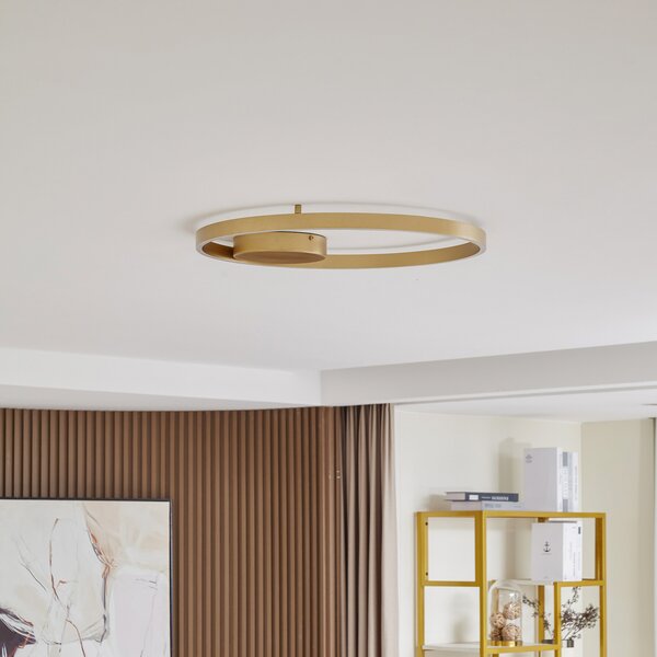 Lucande Smart LED stropna svjetiljka Moise, zlatna, CCT, Tuya, prigušiva, Zlato / mjed, Dnevni boravak/blagovaonica, Aluminij