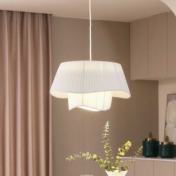 Lindby viseća svjetiljka Eryndor, bijela, tekstil, Ø 47 cm, E27, prigušiva, Bijela, Dnevni boravak/blagovaonica, Tkanina / tekstil