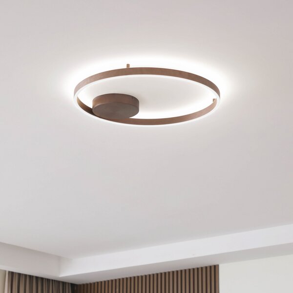 Lucande Smart LED stropna svjetiljka Moise, kava, CCT, Tuya, prigušiva, Smeđa / hrđa, Dnevni boravak/blagovaonica, Aluminij
