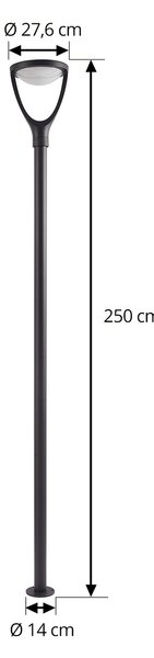 Lucande LED vanjska svjetiljka Filor, crna, aluminij, 250 cm, Crno, Aluminij