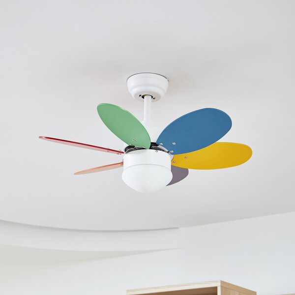 Lindby stropni ventilator s rasvjetom, Litur, tih, Ø 77 cm, E27, Višebojno, rasadnik, Drvo