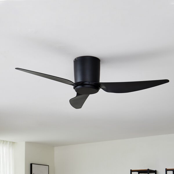 Lindby stropni ventilator Aulo, crni, DC, tihi, Ø 123 cm, Crno, Dnevni boravak/blagovaonica, Metal
