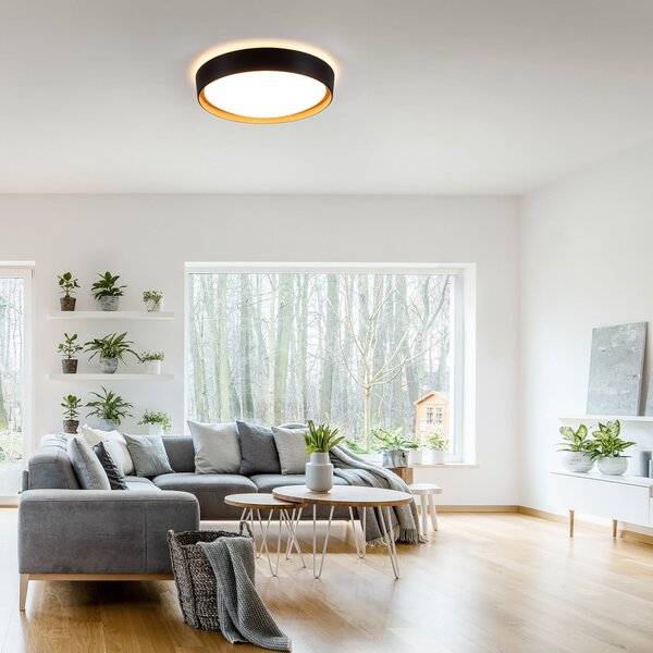 JUST LIGHT. GmbH LED stropna svjetiljka Emilia 3-stupanjska prigušiva crna,, Crno, Dnevni boravak/blagovaonica, Metal