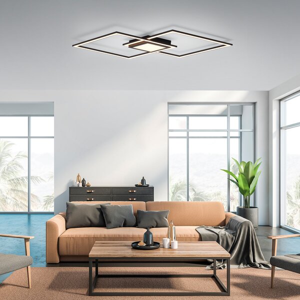 JUST LIGHT. GmbH LED stropna svjetiljka Asmin, CCT, crna, 106x37cm, prigušiva, Crno, Dnevni boravak/blagovaonica, Aluminij, Strop s više plamena