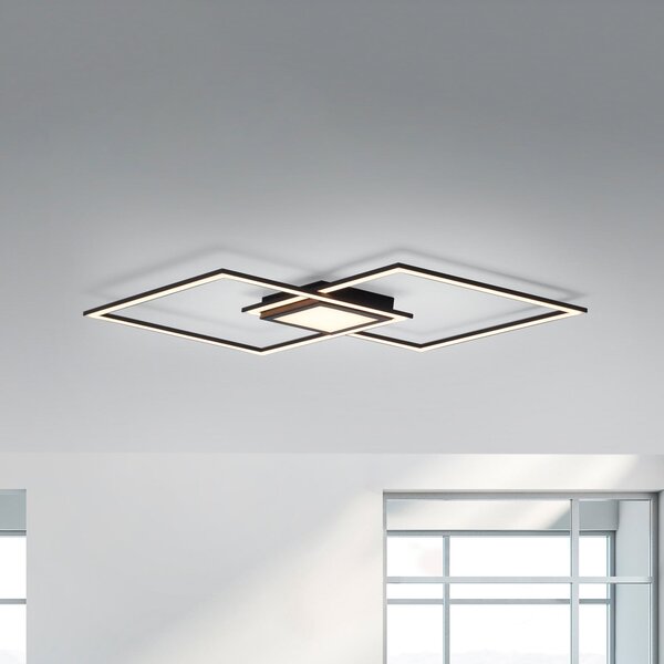 JUST LIGHT. GmbH LED stropna svjetiljka Asmin, CCT, crna, 106x37cm, prigušiva, Crno, Dnevni boravak/blagovaonica, Aluminij, Strop s više plamena