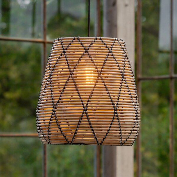 PR Home Lollo vanjska viseća svjetiljka, izgled prirodnog ratana, Ø 38 cm, Smeđa / hrđa, Plastika