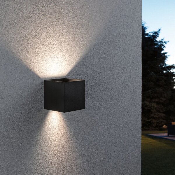 Paulmann LED vanjska zidna svjetiljka Cybo, RGBW, 10 cm, antracit, prigušiva, Crno, Aluminij, Zidni kvadrat