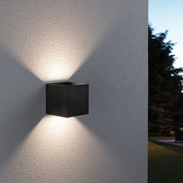 Paulmann LED vanjska zidna svjetiljka Cybo, RGBW, 10 cm, antracit, prigušiva, Crno, Aluminij, Zidni kvadrat