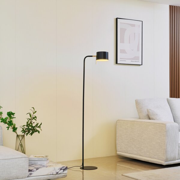 Lindby podna lampa Kaida, crna, metal, Crno, Dnevni boravak/blagovaonica, Metal
