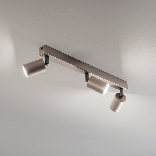 TK Lighting Gornja stropna točka, podesiva, smeđa, linearna s tri žarulje, prigušiva, Smeđa / hrđa, Dnevni boravak/blagovaonica, Metal, Strop s više plamena