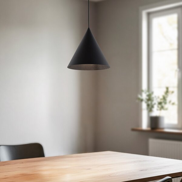 TK Lighting Cono viseća svjetiljka, za jednu žarulju, Ø 27 cm, crna, prigušiva, Crno, Dnevni boravak/blagovaonica, Metal