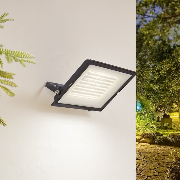 PRIOS Prios LED vanjski reflektor Maikel, 200W, 16000lm, metal, Crno, Aluminij, Zidni kvadrat