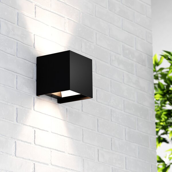 MCJ Zidna lampa Zuza 2, crna, metalna, četverokrilna, 10 cm, G9, prigušiva, Crno, Dnevni boravak/blagovaonica, Aluminij, Zidna utičnica iznad/dolje