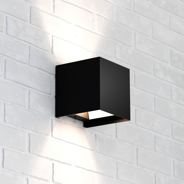 MCJ Zidna lampa Zuza 2, crna, metalna, četverokrilna, 10 cm, G9, prigušiva, Crno, Dnevni boravak/blagovaonica, Aluminij, Zidna utičnica iznad/dolje