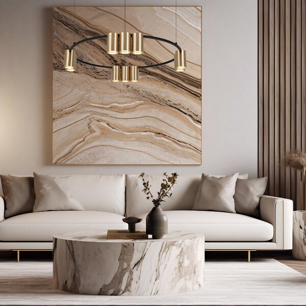Eko-Light Viseća svjetiljka Genesis, aluminij, crno/zlatna, 10 x GU10, Ø 60 cm, prigušiva, Crno, Dnevni boravak/blagovaonica, Aluminij
