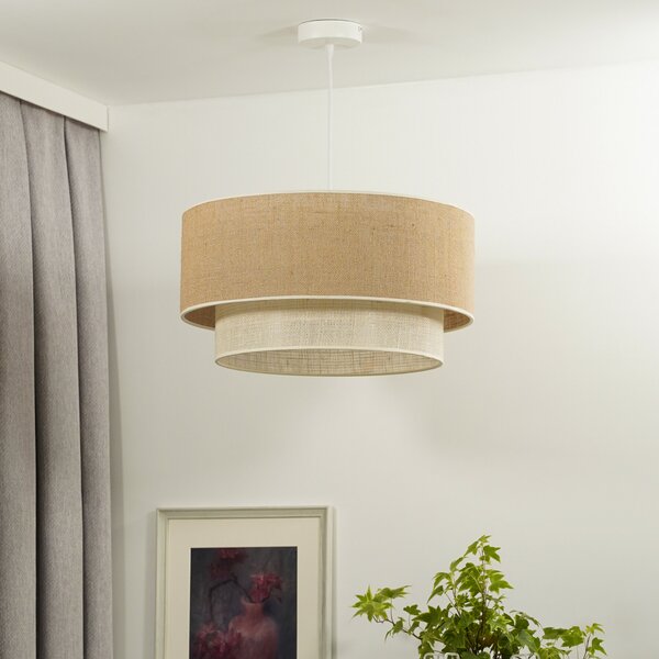Euluna Boho viseća lampa, smeđa/bijela, Ø 45 cm, tkanina, prigušiva, Smeđa / hrđa, Dnevni boravak/blagovaonica, Tkanina / tekstil