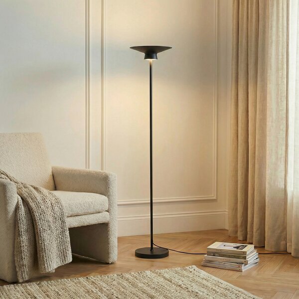 Lindby LED podna lampa Norvind, crna, metalna, 1 žarulja, Crno, Dnevni boravak/blagovaonica, Metal