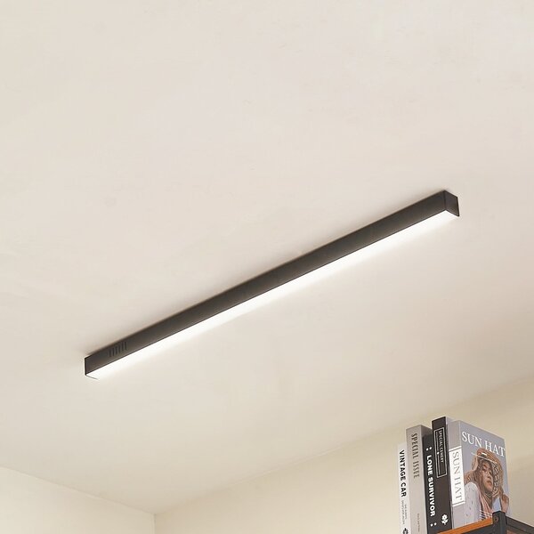 Lucande Teniona LED stropna svjetiljka, 101 cm, crna, aluminij, prigušiva, Crno, Dnevni boravak/blagovaonica, Aluminij