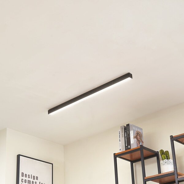 Lucande Teniona LED stropna svjetiljka, 101 cm, crna, aluminij, prigušiva, Crno, Dnevni boravak/blagovaonica, Aluminij