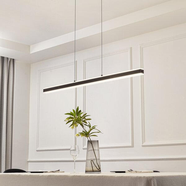 Lucande LED visilica Pendolo, crna, aluminij, 120 cm, prigušiva, Crno, Dnevni boravak/blagovaonica, Aluminij