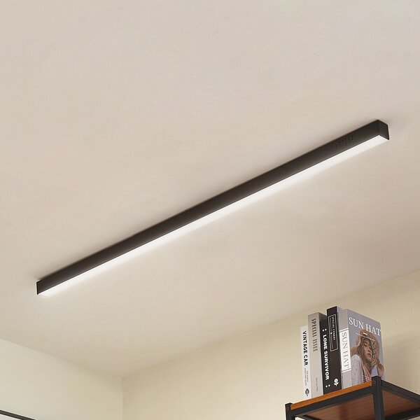 Lucande Teniona LED stropna svjetiljka, 132 cm, crna, aluminij, prigušiva, Crno, Dnevni boravak/blagovaonica, Aluminij
