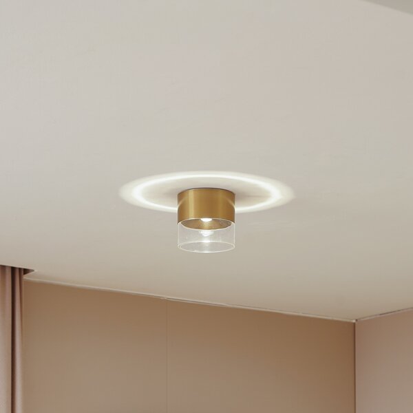 Lindby LED stropna svjetiljka Dalila, zlatna, Ø 10 cm, aluminij, Zlato / mjed, Dnevni boravak/blagovaonica, Aluminij