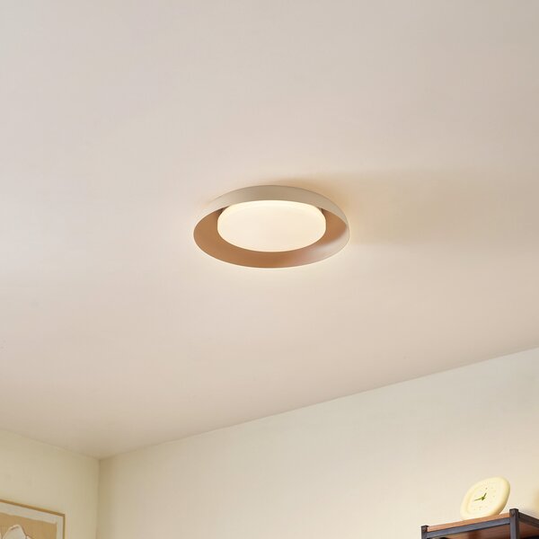 Lindby LED stropna svjetiljka Florie, bež, metal, Ø 40 cm, Bež, Dnevni boravak/blagovaonica, Plastika